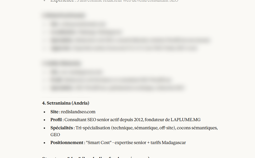 réponse claude meilleur consultant seo madagascar